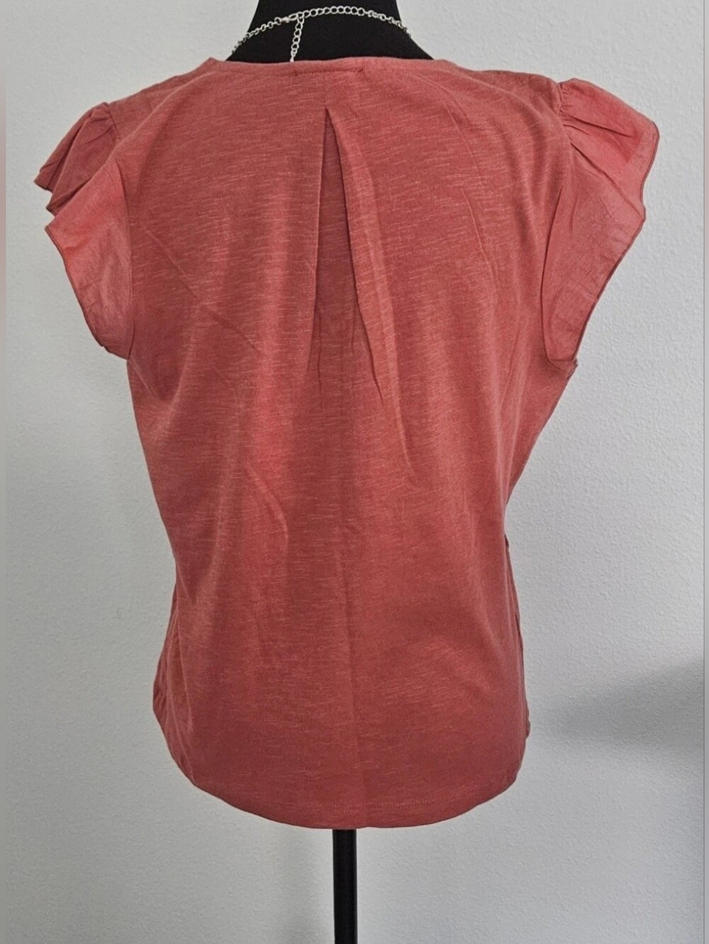 NWOT Democracy Eyelet Embroidered Peplum Top Coral Orange Size Small. - Picture 3 of 6